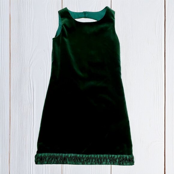 Florence Eiseman Emerald Green Velvet Dress Size 14 - Picture 1 of 5